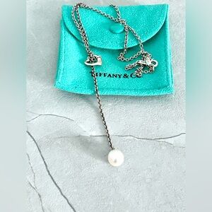 Tiffany & Co Elsa Peretti Open Heart Necklace with Pearl Charm